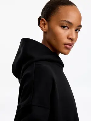 Sweat à capuche en molleton brossé - Noir — photo 3