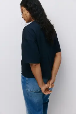 T-shirt boxy - Bleu marine — photo 3