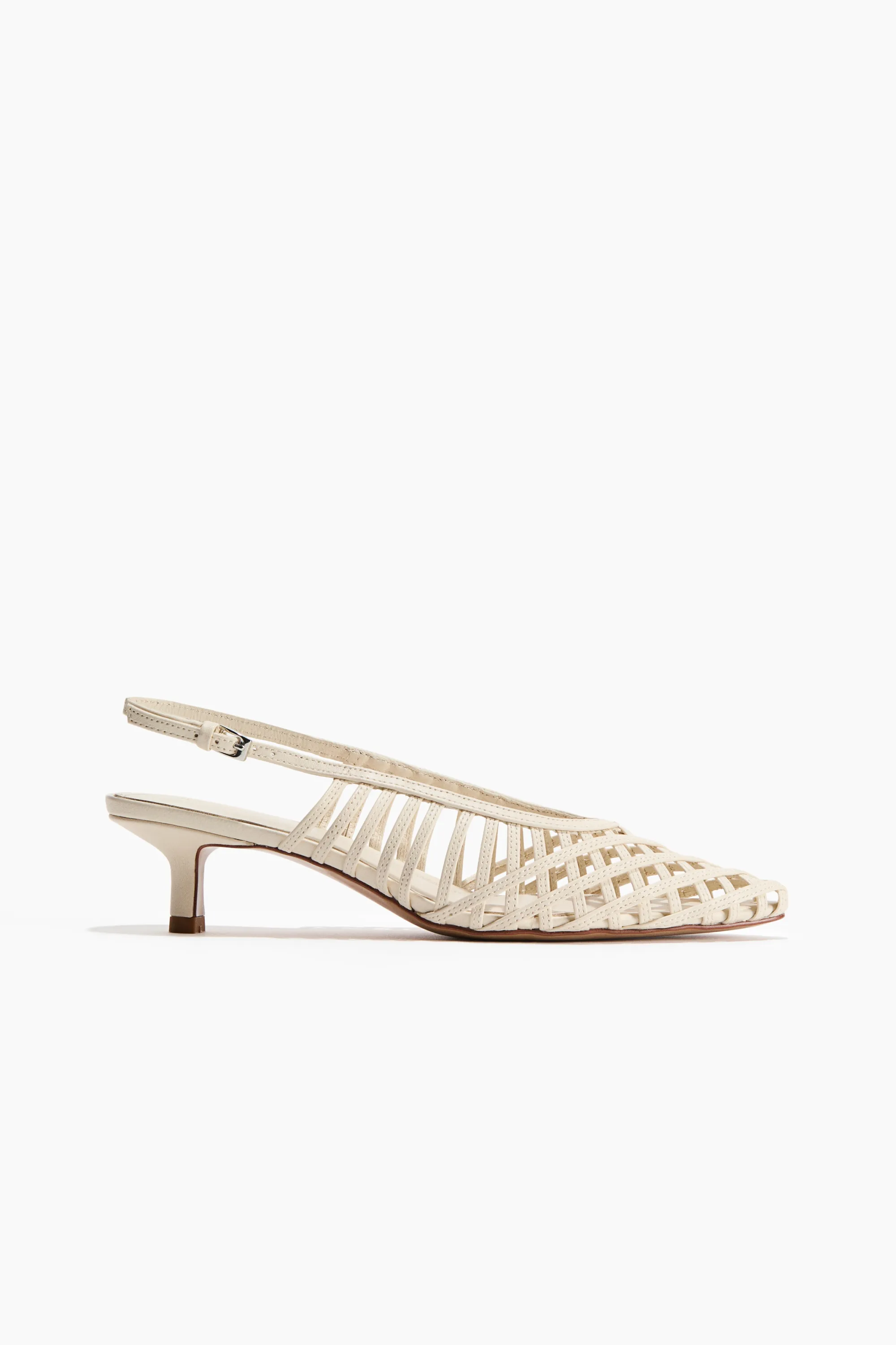 Escarpins en cuir avec talon kitten heel - Crème