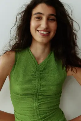 Robe en jersey à effet drapé - Vert — photo 3