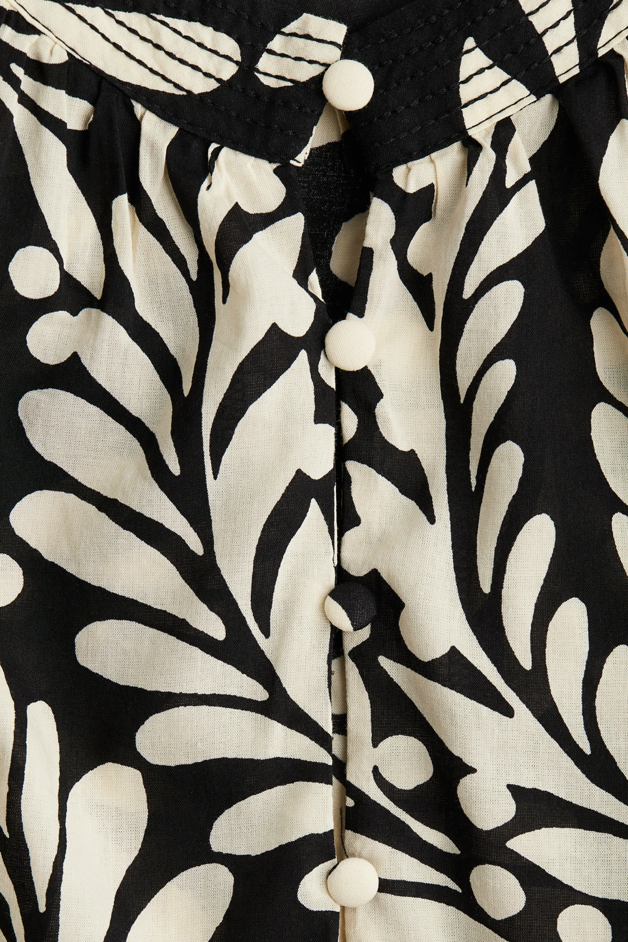 Blouse avec col sans rabat - Noir/motif