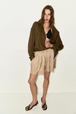 Short à cordon - Beige — photo 1