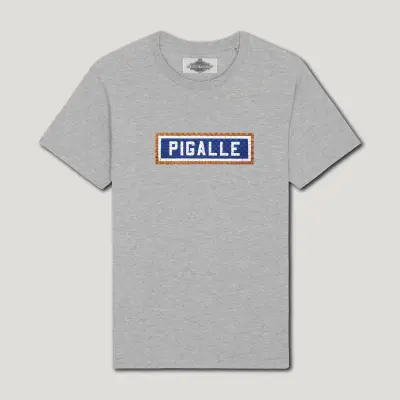 T-SHIRT COTON BIO BRODÉ - PIGALLE – GRIS