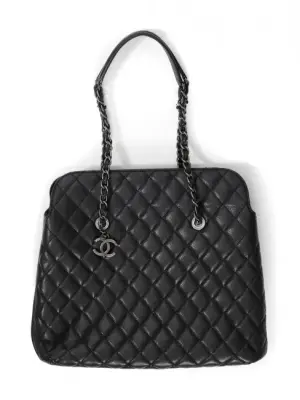 Sac large cabas Grand Shopping en cuir caviar matelassé noir Prix boutique 5400€ — photo 1