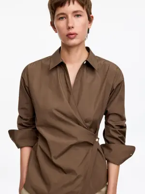 Chemise cache-cœur - Taupe — photo 3