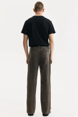 Pantalon Relaxed Fit en velours côtelé - Gris foncé — photo 2