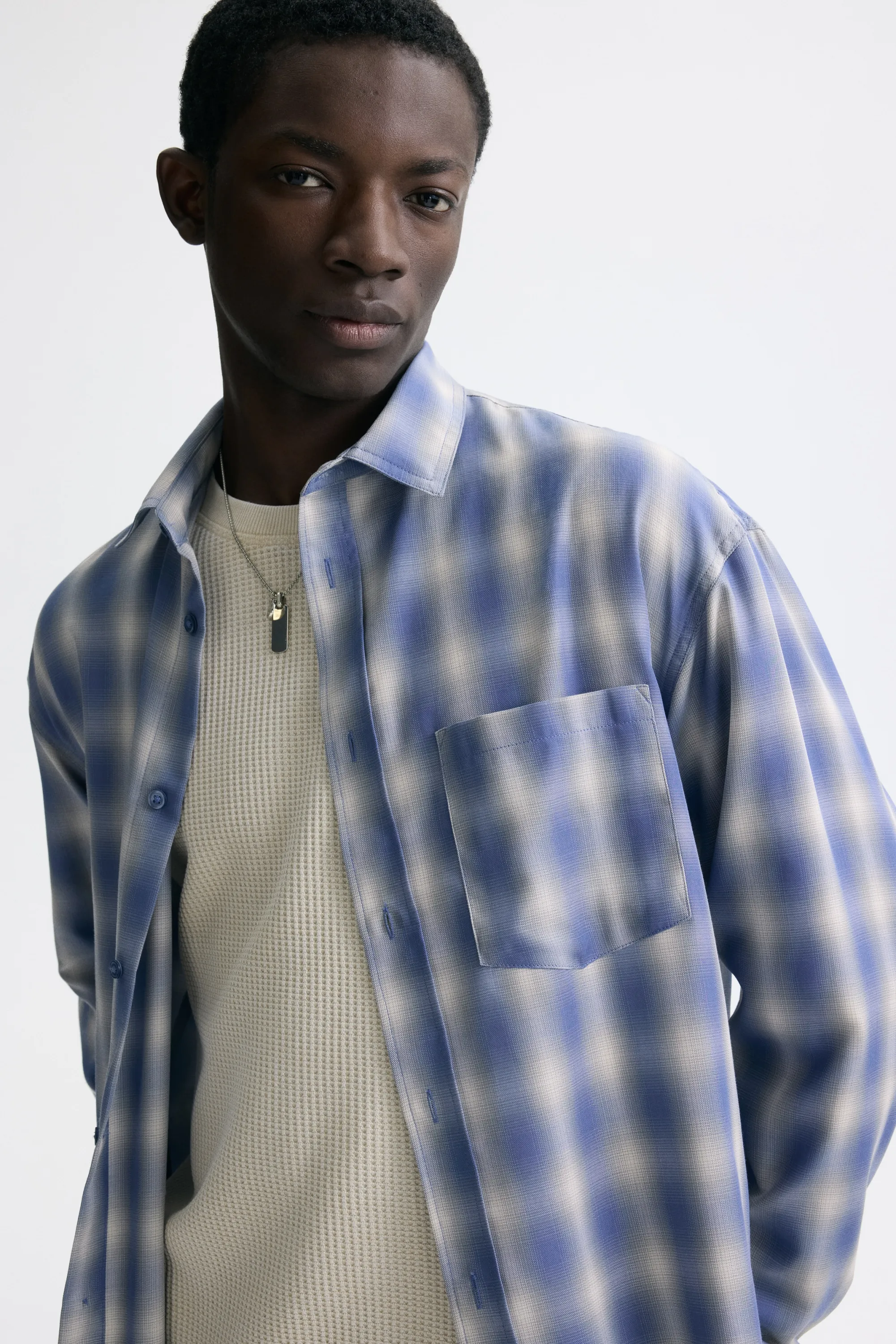 Chemise Relaxed Fit - Bleu clair/carreaux