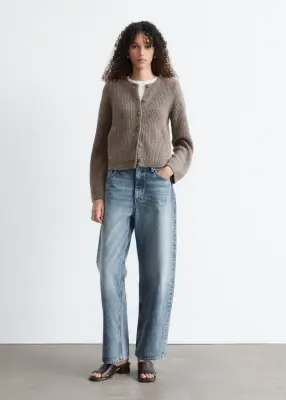 Cardigan en maille côtelée - Taupe — photo 2