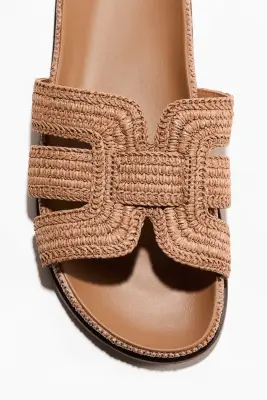 Sandales en paille tressée - Beige foncé — photo 2