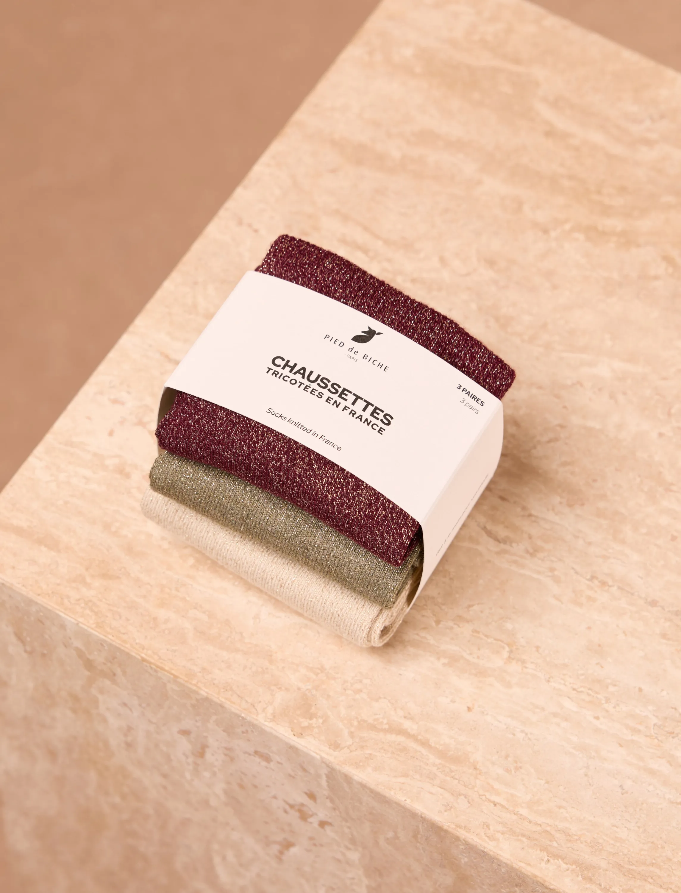 Pack chaussettes lurex - Sauge, bordeaux & doré