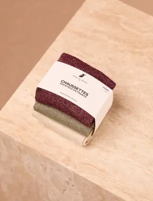 Pack chaussettes lurex - Sauge, bordeaux & doré — photo 1