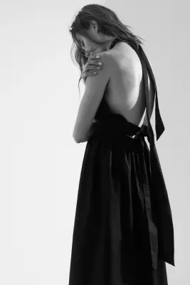 Robe dos nu en coton - Noir — photo 3