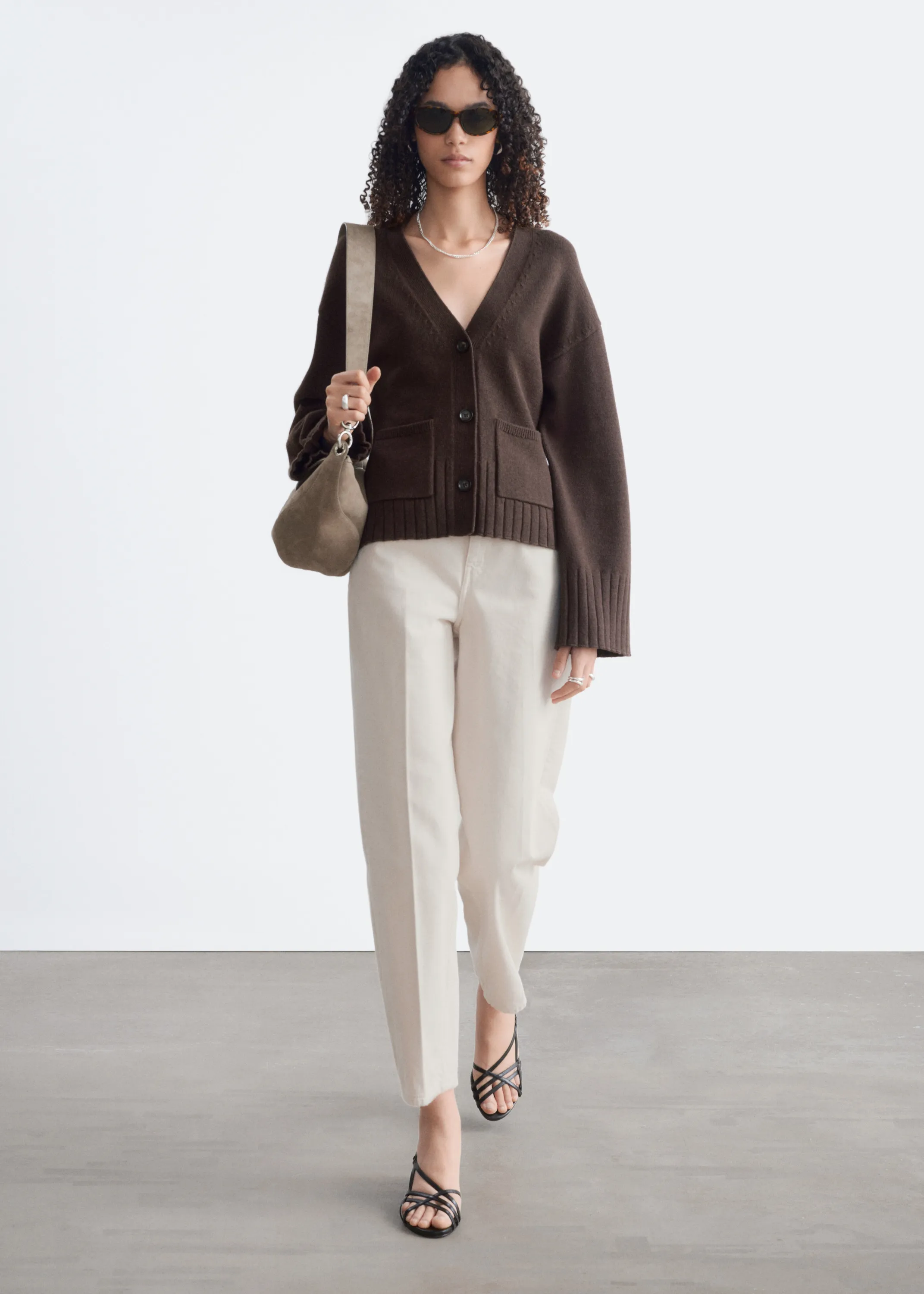 Cardigan cintré en maille - Marron foncé