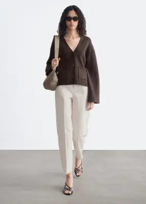 Cardigan cintré en maille - Marron foncé — photo 1