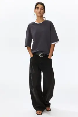 T-shirt loose - Gris foncé — photo 1