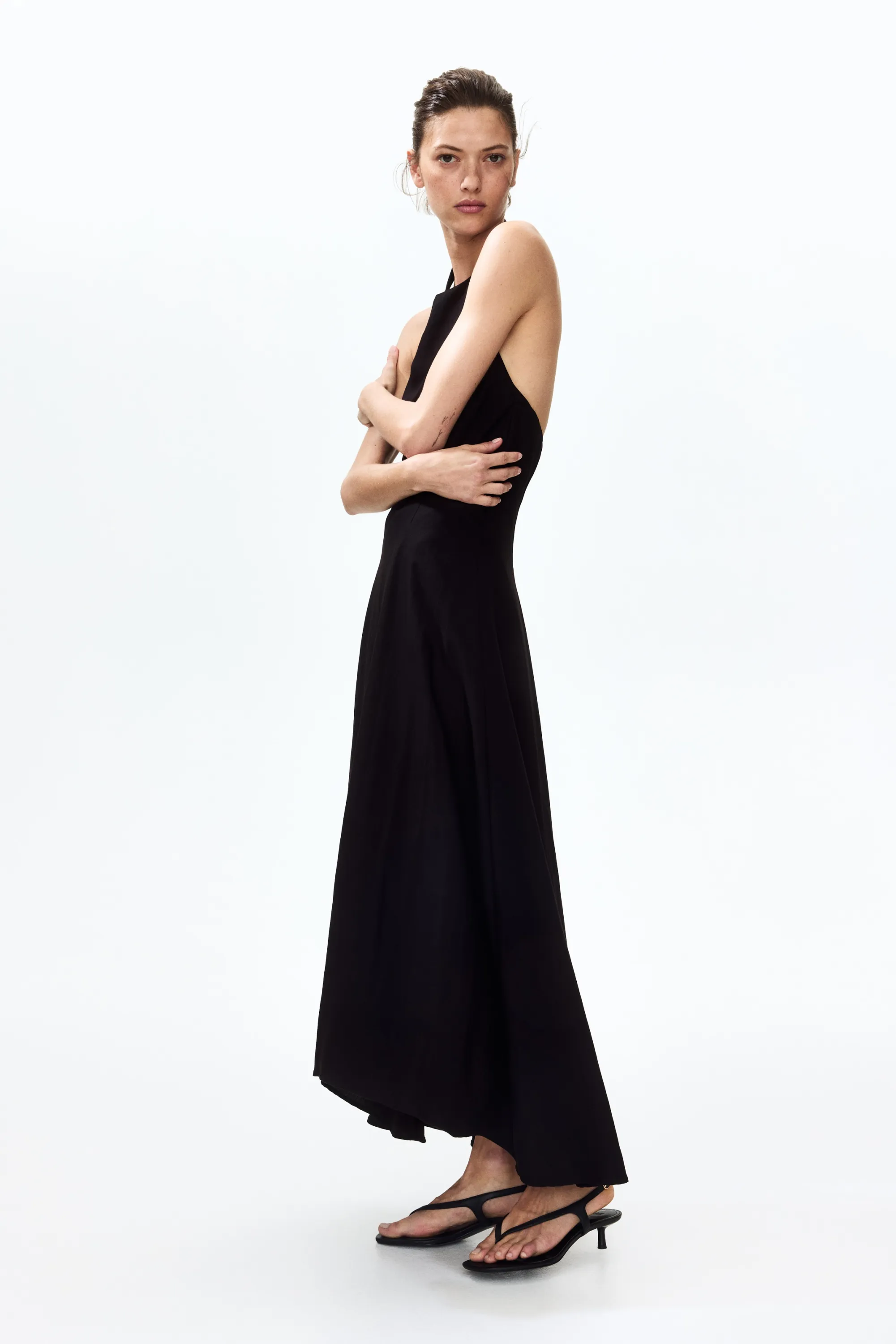 Robe dos nu avec jupe évasée - Noir