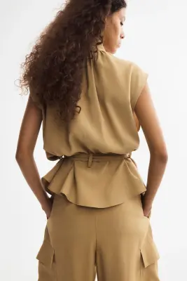 Veste sans manches façon trench - Beige foncé — photo 4