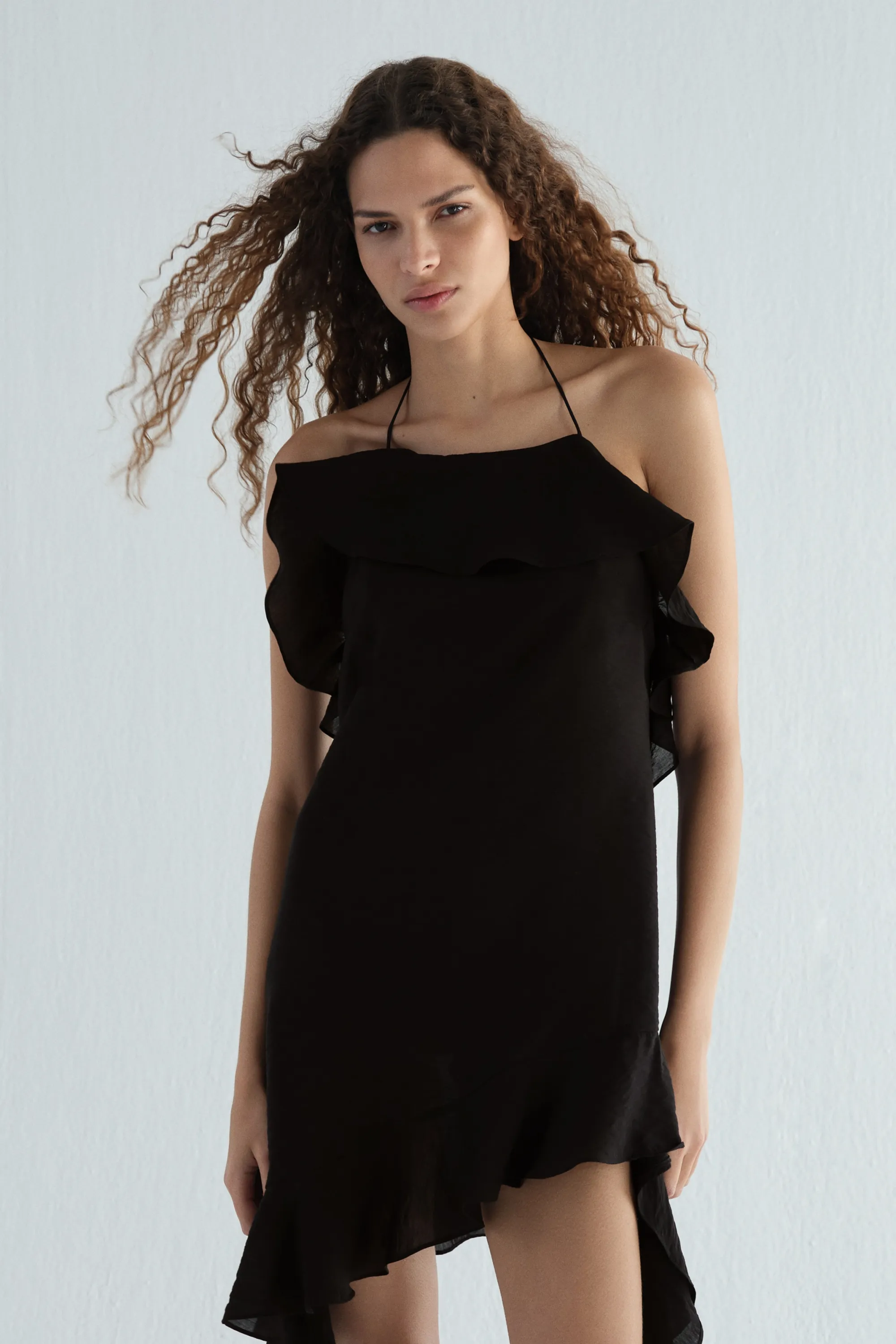 Robe dos nu volantée - Noir
