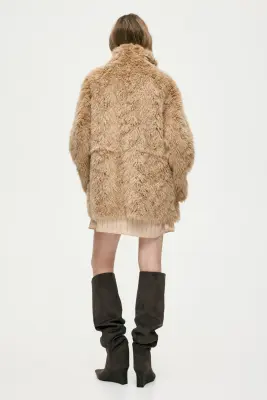 Manteau à col droit - Beige foncé — photo 4