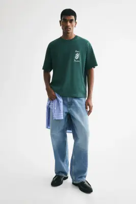 T-shirt Loose Fit - Vert foncé/Henri Matisse — photo 2