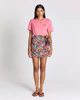 Jupe Myriel imprimé Liberty rose et bordeaux — photo 2