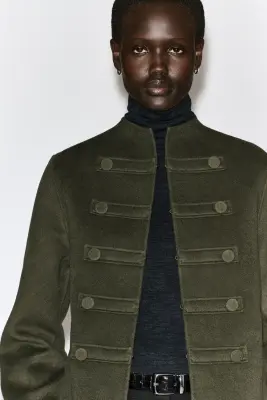 VESTE OFFICIER EN LAINE DOUBLE FACE - KAKI — photo 3