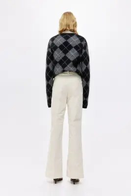 Pantalon bootcut en velours côtelé - Crème — photo 2