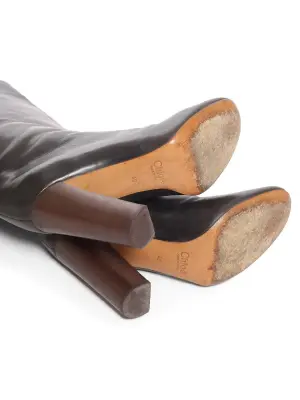 Bottes hautes à talon bois en cuir noir Prix boutique 1000€ Taille 40 — photo 5