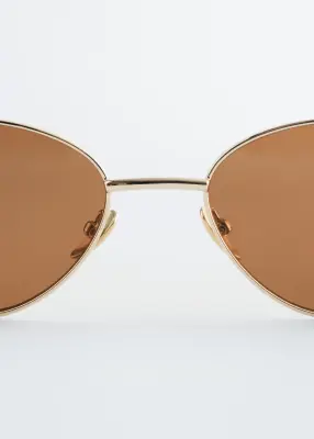 Lunettes de soleil à monture ovale métallique - Doré — photo 1