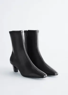 Bottines en cuir extensible - Noir — photo 2