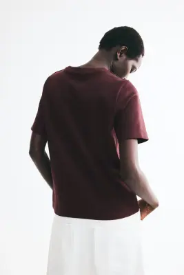 T-shirt en interlock - Bordeaux — photo 3