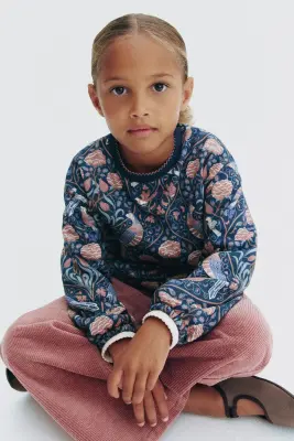 Patterned cotton sweatshirt - Turquoise foncé/motif — photo 2