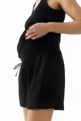 MAMA Short en lin mélangé - Noir — photo 3