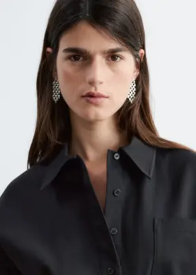 Robe courte évasée à cordon de serrage - Noir — photo 3
