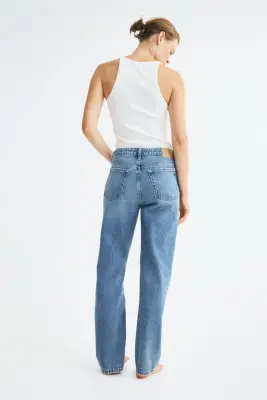 Straight High Waist Jeans - Bleu denim — photo 4
