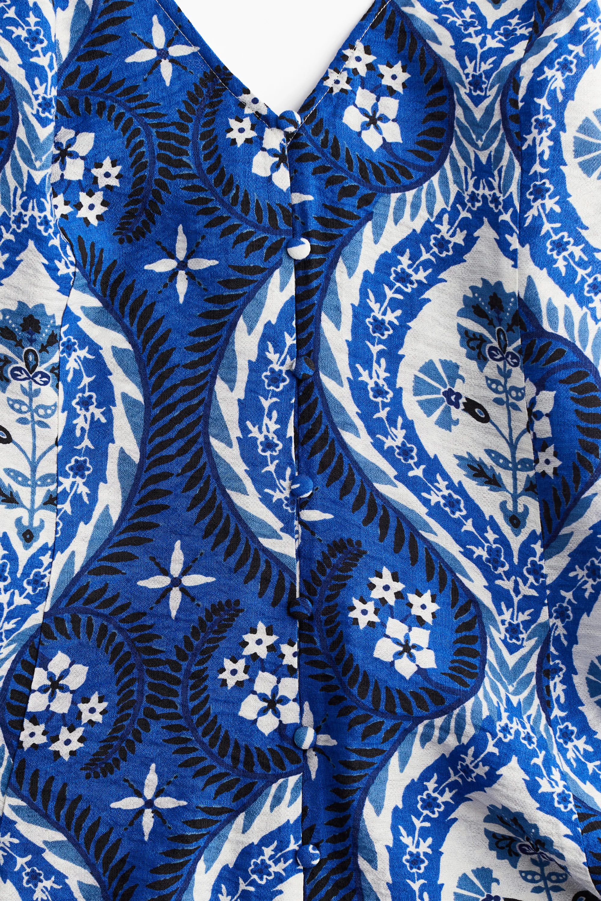 Robe trapèze à bretelles fines - Bleu vif/motif