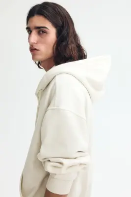 Veste à capuche zippée Loose Fit - Crème — photo 3