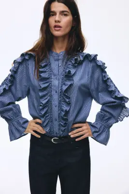 Blouse volantée - Noir — photo 3