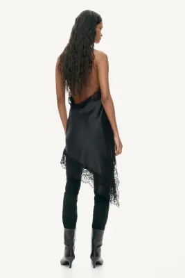 Robe dos nu en satin - Noir — photo 2