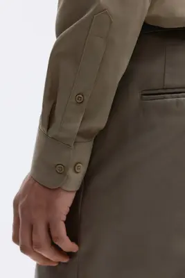 Chemise Slim Fit repassage facile - Vert kaki — photo 2