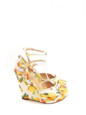 Sandales compensées à plateforme citron jaune, orange et cerise Prix boutique 575€ Taille 37 — photo 1