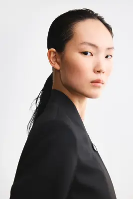 Blazer oversize à fermeture droite - Noir — photo 3
