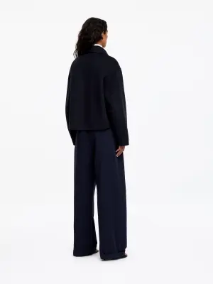 Veste en laine mélangée double face - Bleu marine — photo 1