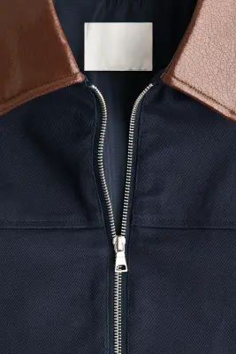 Veste oversize en twill - Bleu marine — photo 5