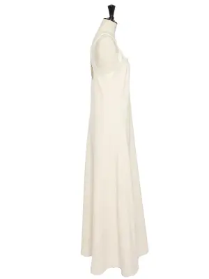 Robe longue décolleté coeur à large bretelle en coton blanc crème Prix boutique 2200€ Taille 40 — photo 5