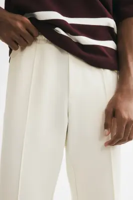 Pantalon jogger Regular Fit en interlock - Crème — photo 2
