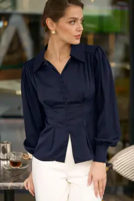 Posie Silk Blouse - Navy — photo 5