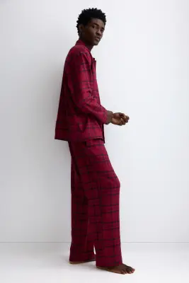 Chemise et pantalon de pyjama en flanelle - Rouge/carreaux — photo 2