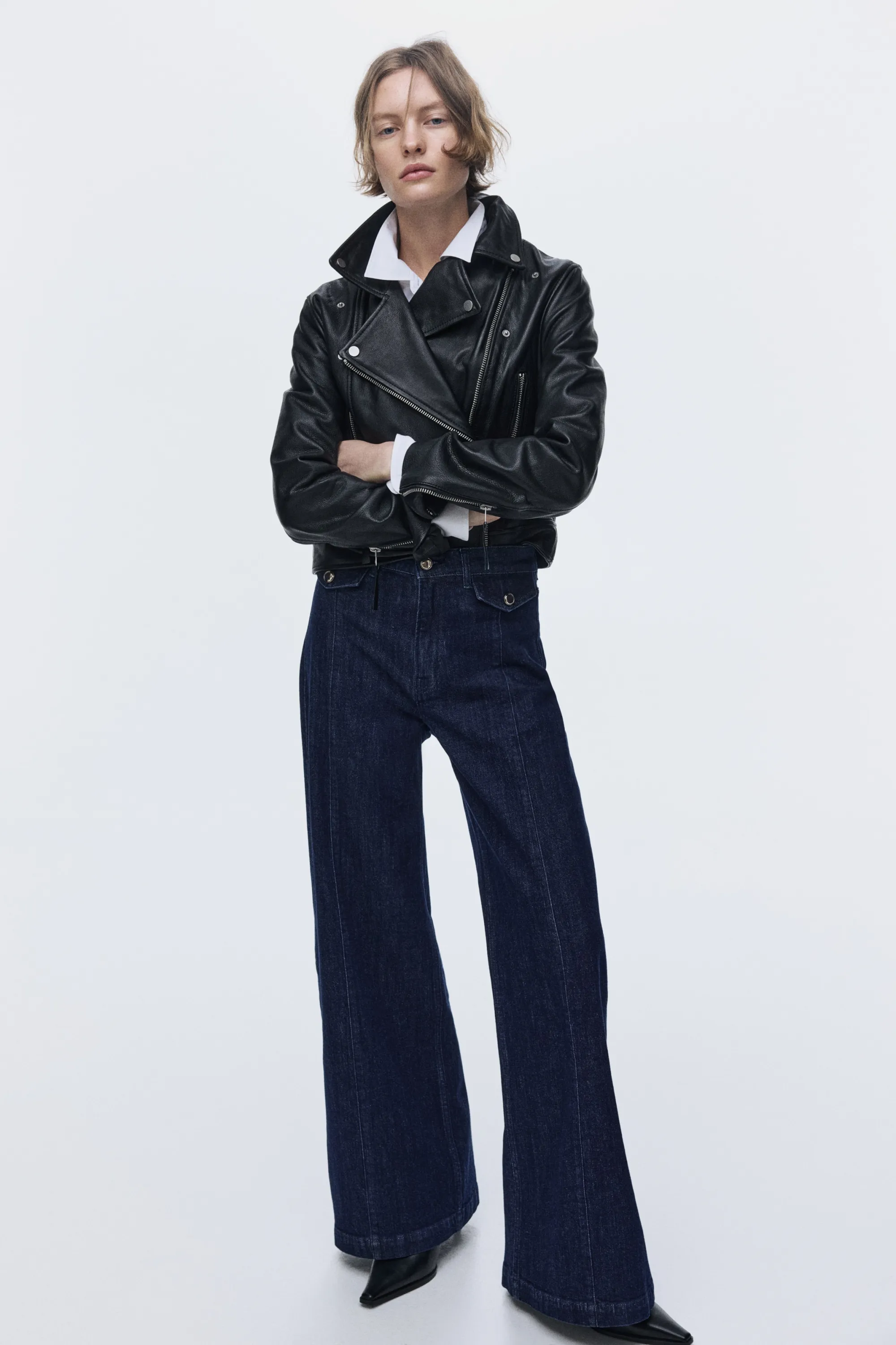 Wide High Jeans - Bleu denim foncé