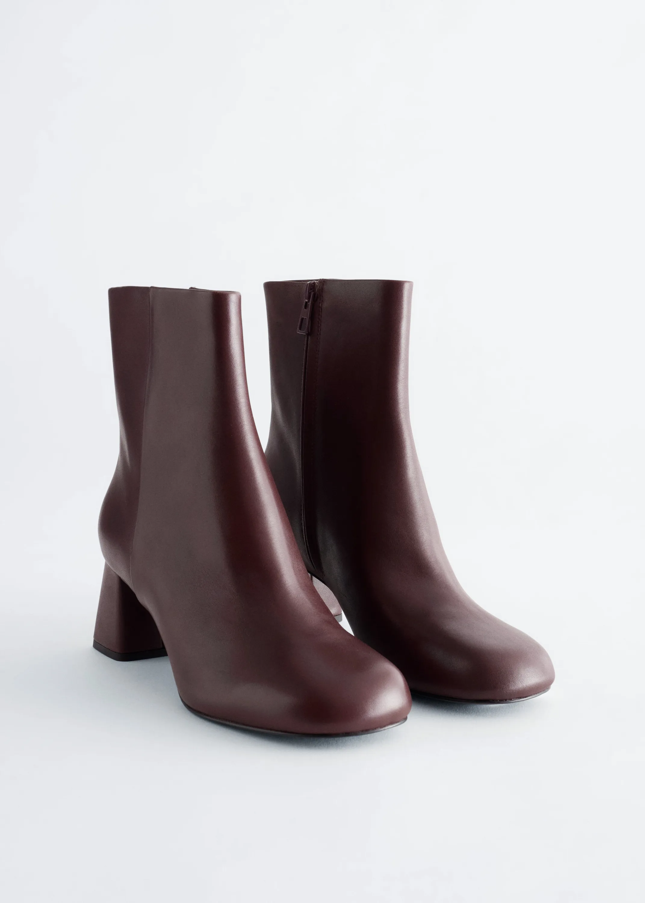 Bottines en cuir - Rouge foncé